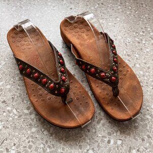 Vionic Women Floriana Bronze Croco Toe Post Sandal 9